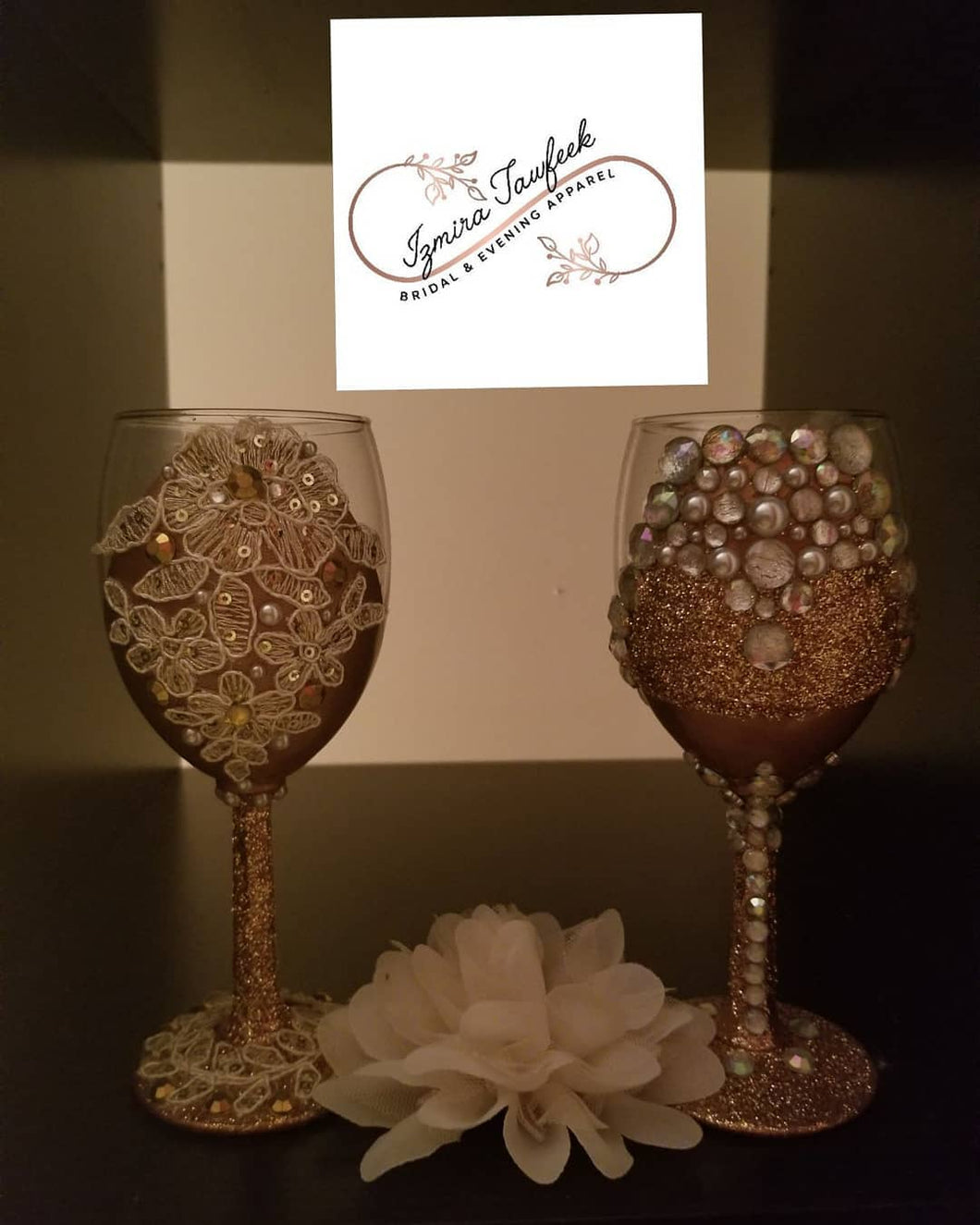 Rose gold wine glasses
